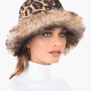 Eric Javits Leopard Print Faux Fur Hat